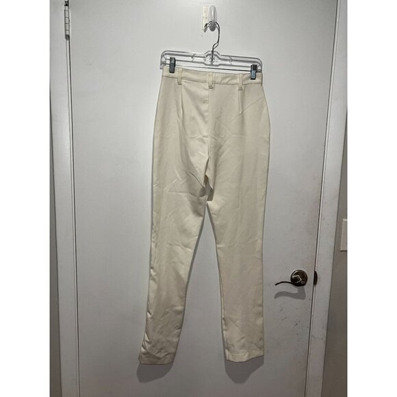 Danielle Bernstein Cream High-Waisted Slim Fit Cotton Pants Women's Size 6 - Picture 4 of 8